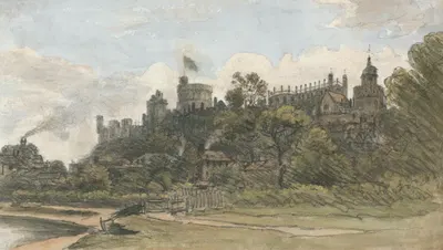 Замок Виндзор сверху над мостом, 18 июля 1832 года, 12 часов дня by Уильям Кротч, 1832 — digital art print download