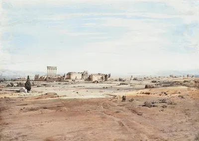 Вид на Баальбек в Ливане by Эдуард Хильдебрандт, 1852 — digital art print download