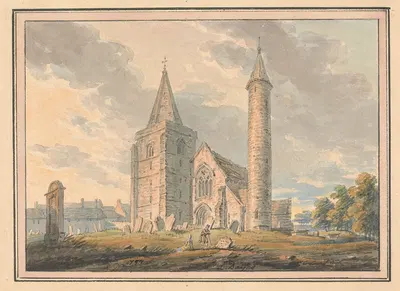 Brechin Cathedral and round tower, Forfarshire, Scotland by Edward Dayes, 1797 — digital art print download