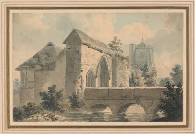 Waltham Abbey, Essex by Edward Dayes, 1783 — digital art print download
