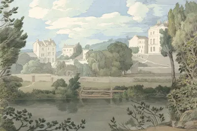 Houses near Plymouth by Francis Towne, 1810 — digital art print download