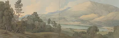 View of Lake Coniston, Lancashire by Francis Towne, 1786 — digital art print download