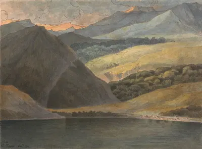 View on Lake Maggiore at Evening by Francis Towne, 1781 — digital art print download