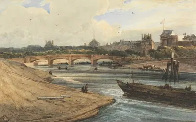 Мост де ла Конкорд и Тюильри из Кур ла Рейн by Франсуа Луи Томас Франсия, 1823 — digital art print download