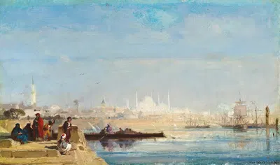 Турки, ожидающие на причале у Босфора, Стамбул by Анри Дювье — digital art print download