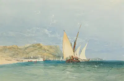 Coast Scene with Sailing Boats by James Holland — digital art print download