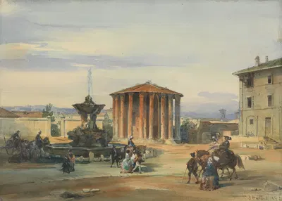 The Temple of Vesta, Rome by James Holland, 1849 — digital art print download