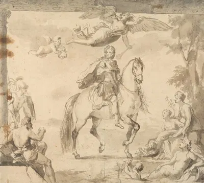 Preparatory Study for the decoration 'Equestrian Portrait of George I' by Джон Вандербанк — digital art print download