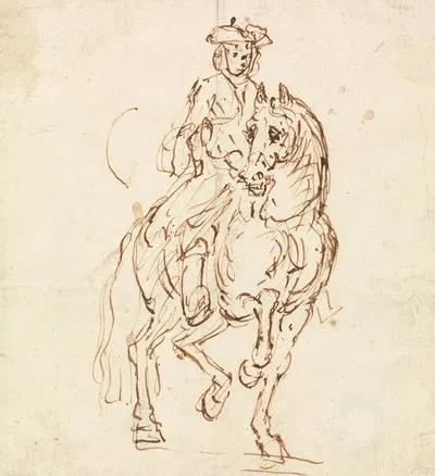 Rider in a Tricorn Hat, Horse Walking towards Front by Джон Вандербанк — digital art print download
