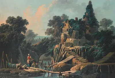 Старая ферма (Пасторальный пейзаж) by Жан-Батист Пилеман, 1789 — digital art print download