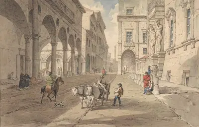 Bologna, View in the Strada Maggiore by John Augustus Atkinson, 1819 — digital art print download