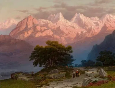 Горно-лесной пейзаж с фигурами by Юзеф Маршевский, 1859 — digital art print download
