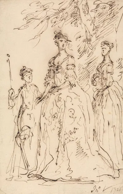 Three Ladies by Джон Вандербанк, 1726 — digital art print download