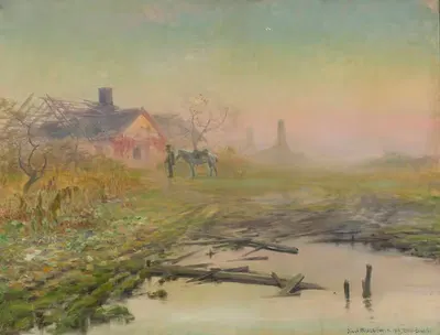 Возвращение к сгоревшему дому by Йозеф Рыжкевич, 1916 — digital art print download