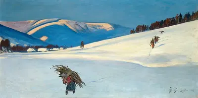 С хворостом by Юлиан Фалат, 1913 — digital art print download