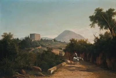 Travellers on an Italian country road by Karoly Marko the Younger — digital art print download