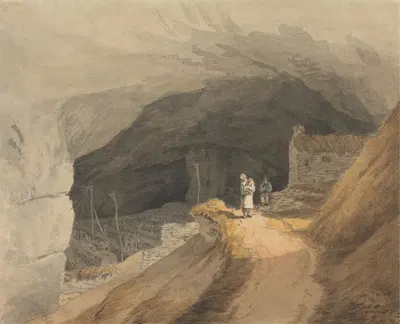 The Mouth of the Cavern at Castleton in the Peak of Derby by Джон Уайт Эббот, 1791 — digital art print download