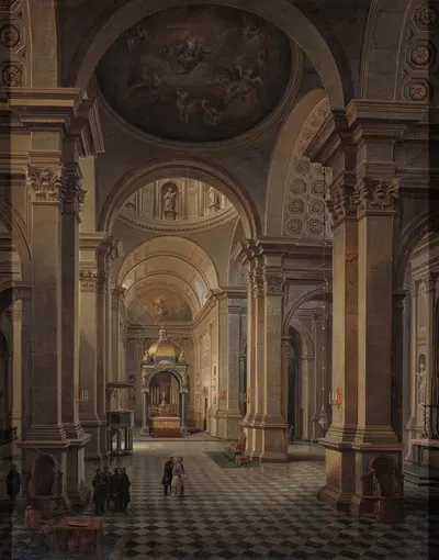 Интерьер церкви Всех Святых в Варшаве by Марцин Залеский, 1863 — digital art print download