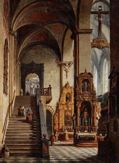 Интерьер доминиканской церкви в Кракове by Марцин Залеский, 1849 — digital art print download