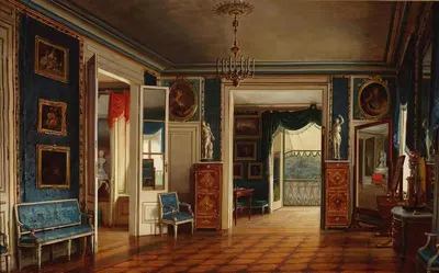 Интерьер королевской спальни в дворце в Лазенках by Марцин Залеский, 1847 — digital art print download