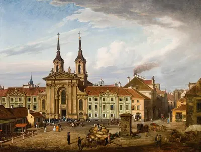 Площадь Краси́нского и Пиаристская церковь by Марцин Залеский, 1830 — digital art print download