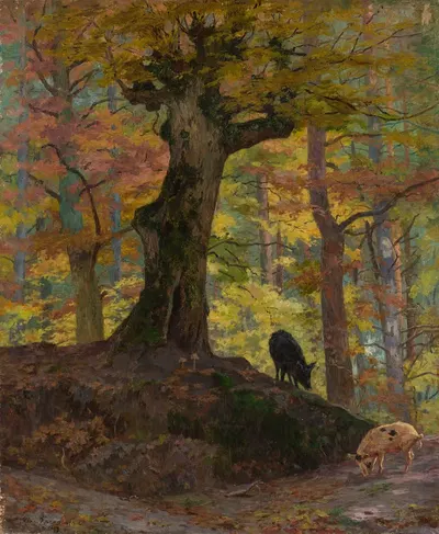 Дикие свиньи в лесу by Мария Класс-Казановская, 1897 — digital art print download