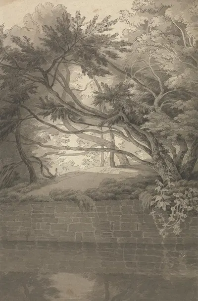 Trees Overhanging a Lake by John White Abbott — digital art print download