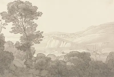 View from a Wood, Overlooking the River and Hills at Teignmouth, Devon by Джон Уайт Эббот, 1810 — digital art print download