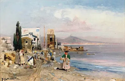 Рыбаки на неаполитанском побережье by Роберт Аллот, 1892 — digital art print download