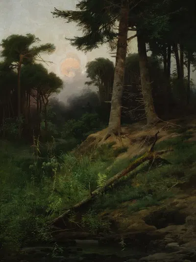 Лесной пейзаж на рассвете by Тадеуш Попель — digital art print download