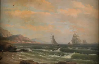 Американский фрегат в заливе Святой Елены by Томас Бирч — digital art print download