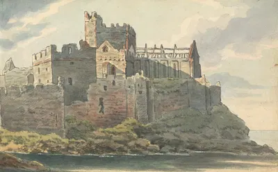 Ruins of a Castle on a Rocky Coastline by Thomas Bradshaw — digital art print download