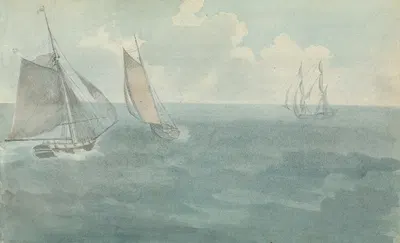 Three Ships at Sea by Thomas Bradshaw — digital art print download