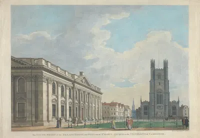 The South Front of the Senate House, and West End of St Mary's Church in the University of Cambridge by Thomas Malton the…