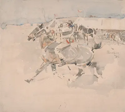 Barnett Fair, putting him through his paces by Joseph Crawhall, 1896 — digital art print download