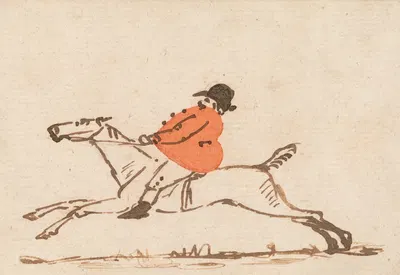 Horse and Rider; a Stout Huntsman on a Galloping Horse by Joseph Crawhall — digital art print download