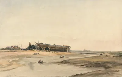 Ship Building by William Callow, 1841 — digital art print download