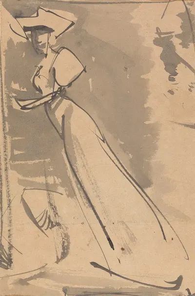 Study of a Woman with Wide Hat by Joseph Crawhall — digital art print download