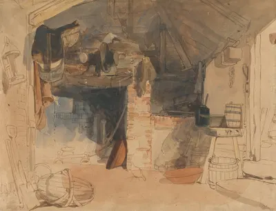 Study of a Rustic Interior Scene by William James Müller — digital art print download