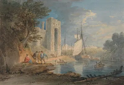 Вид на Карнарвон, Уэльс by Уильям Пейн, 1826 — digital art print download