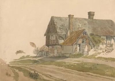 Farmhouse with Figures at Door and Window by Джозеф Пауэлл — digital art print download