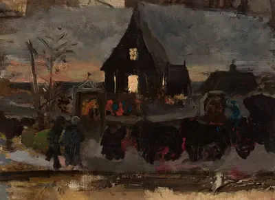 To the Advent dawn mass, sketch by Wojciech Piechowski — digital art print download