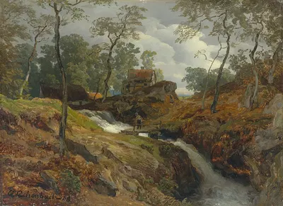 У дикой реки by Андреас Ахенбах, 1868 — digital art print download