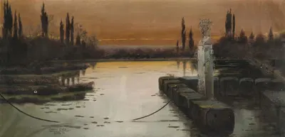 Вечернее настроение в Понтинских болотах by Энрик Серра Аукэ, 1896 — digital art print download