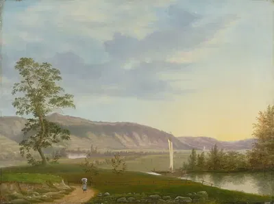 Вид на Эльбу у Дрездена by Ф. М. Э. Фабрициус де Тенгнагель, 1825 — digital art print download