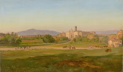 Blick auf die Basilica di Santa Croce in Gerusalemme (Rom) by Friedrich Loos — digital art print download