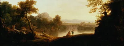 Пасторальный пейзаж с пастухами и их стадами by Джордж Ламберт, 1744 — digital art print download
