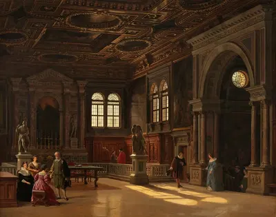 Интерьер из Скуллы Святого Рокко, Венеция by Генрих Хансен, 1852 — digital art print download