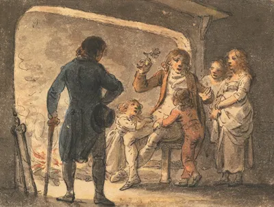 Blazing on the Hearth, The Father Recounting the History to His Children by Julius Caesar Ibbetson — digital art print…