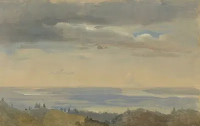 Изучение облаков с речным пейзажем by Иоганн Кристиан Даль — digital art print download